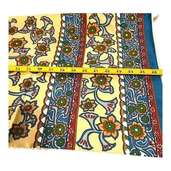 Vintage Made In Japan Hand Block Print Floral Vine Spring Boho Scarf 46”X 15” - Picture 4 of 6